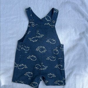 Whale Print Kids Overalls